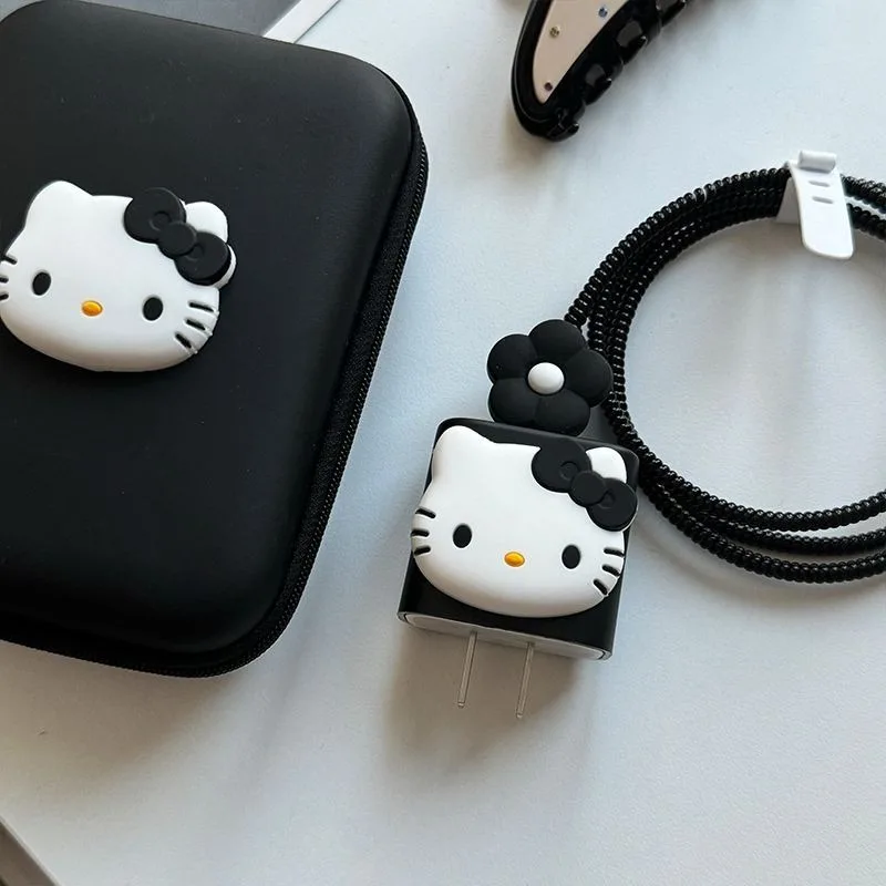 Hello Kitty Apple 15 Data Cable Protective Cover Cute Cartoon Animation Suitable for IPhone 13 12 14 Charger Winder