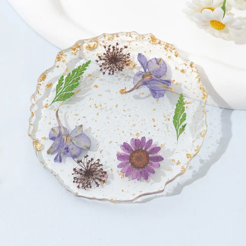 Luxury Drink Coasters Real Dried Flower Resin Coasters Set Heat-resistant Cup Mats for Home Kitchen Handmade Transparent Drink