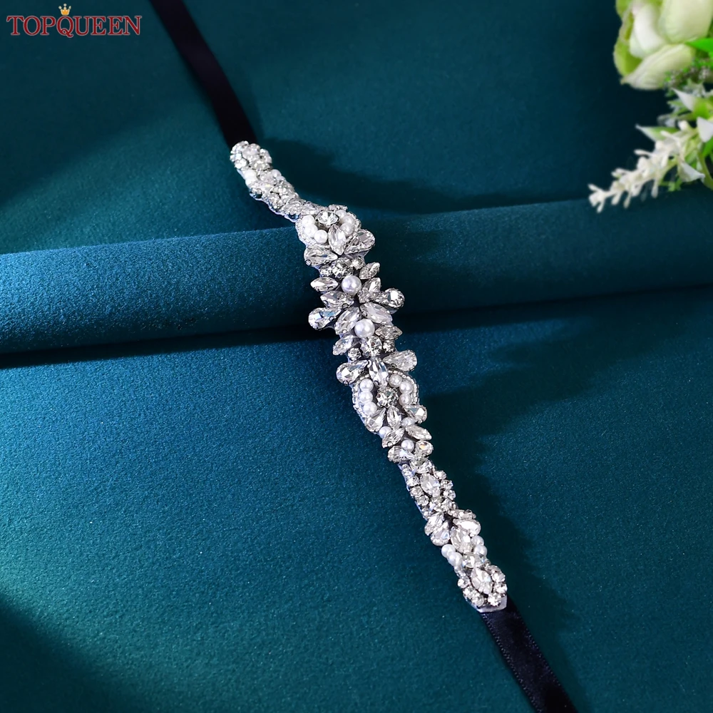 TOPQUEEN Vrouwen Kristallen Riem Strass Bruiloft Sjerp Avondjurk Accessoires Bruidsriem Applique Bruidsmeisje Riem Gift S93A