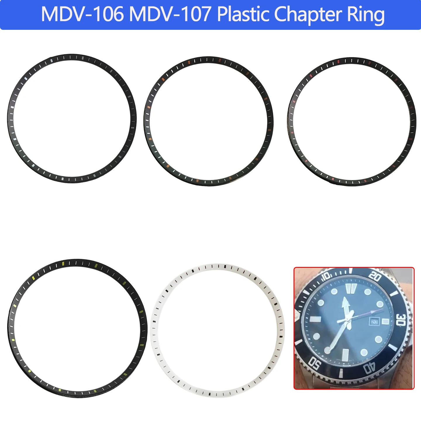 32.7mm Plastic Chapter Ring Suitable For Casio Swordfish MDV-106 MDV-107 Watch Case Watch dial Parts Modification accessories