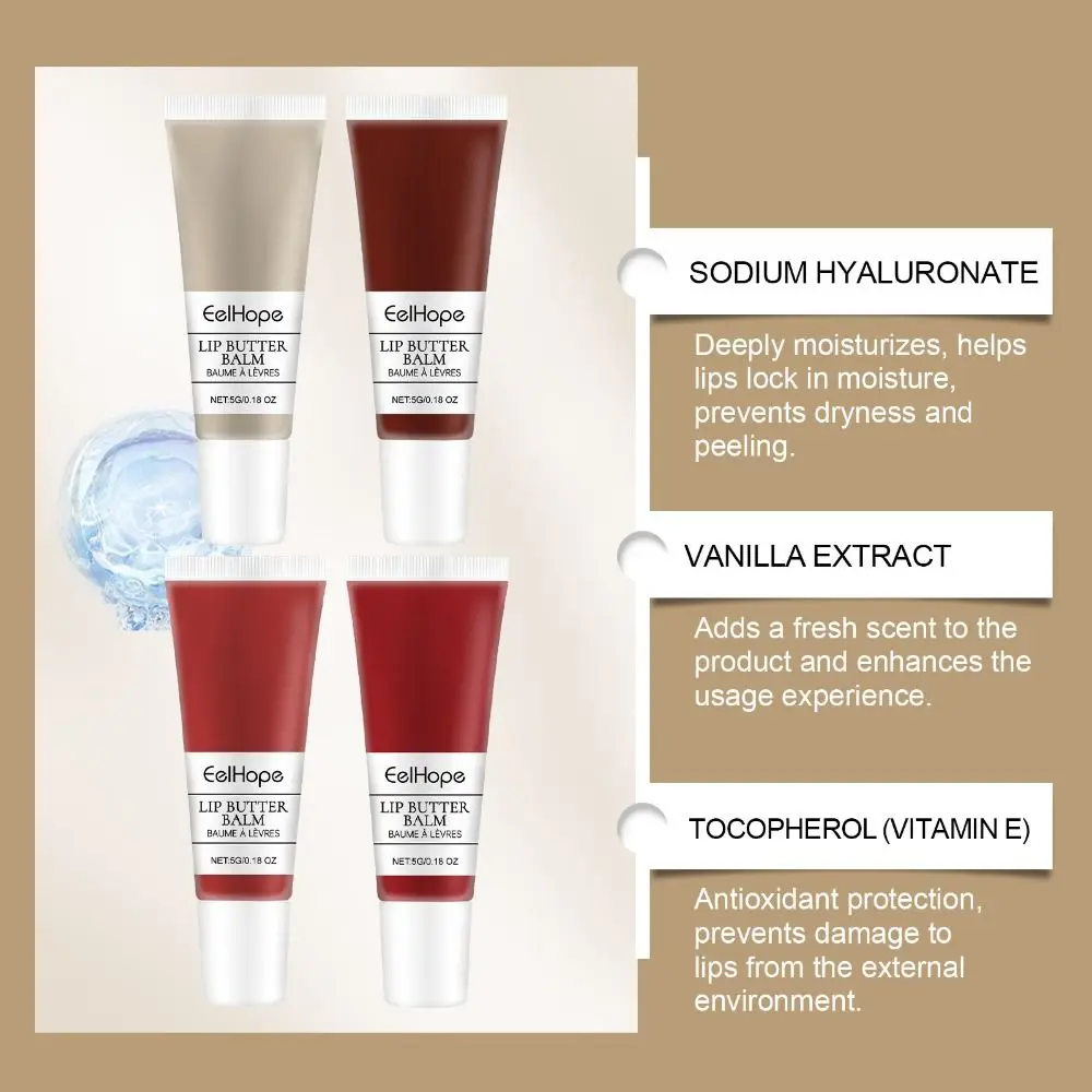 New 4 Colors Set Lip Butter Set Long Lasting Non Sticky Colored Lip Balm Deep Moisturizing Lip Makeup Care Gift Kit