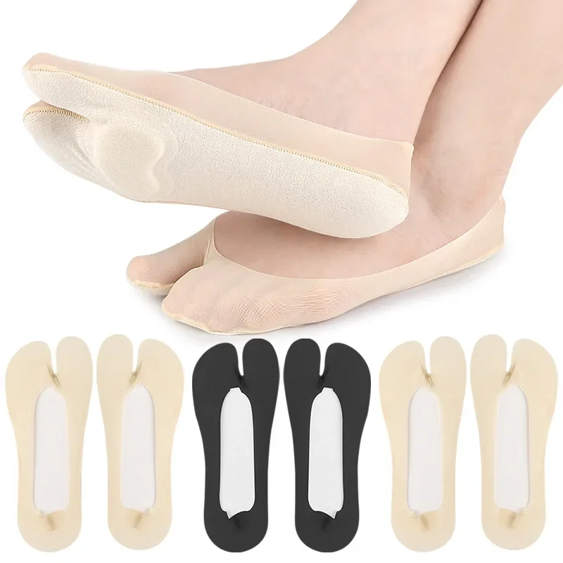 Women Boat Sock Toe Separated Socks Plantar Fasciitis Insole Forefoot Shock Absorbing Shoes Sole Invisible Non Slip Pads