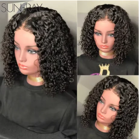 

Glueless wigs Wear & Go 100% Human Wigs Water Wave Ready To Wear Short Bob Lace Frontal Brazilian Wig DEEP Curly For Woman Sale