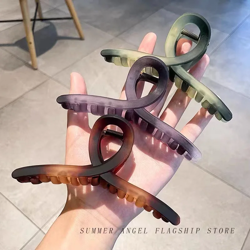 

13 см матовый большой зажим для волос с эффектом омбре, простой зажим для волос для покупок, зажим для волос для девочек на затылке, прическа в виде акулы