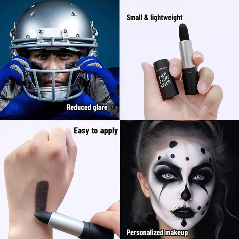 6 Kleuren Face Body Paint Stick Crème Eyeblack Tube Black Body Painting Blendable Sticks Voor Halloween Cosplay Joker Make-Up