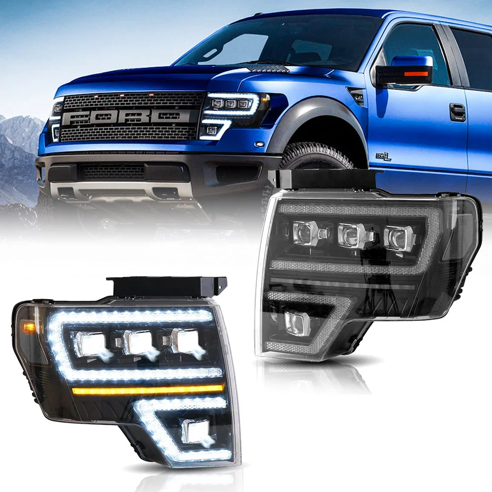 

VLAND Factory 2009-2014 for Ford F150 SVT Raptor LED Headlights High Quality ABS Material 12V Water Proof Amber White Turn