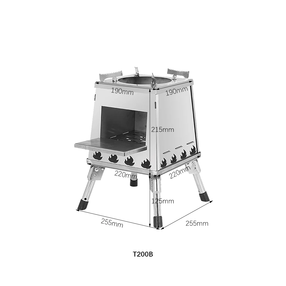 All-Season Stainless Steel Outdoor Foldable Wood Burning Stove For Outdoor Camping Picnics Adventures
