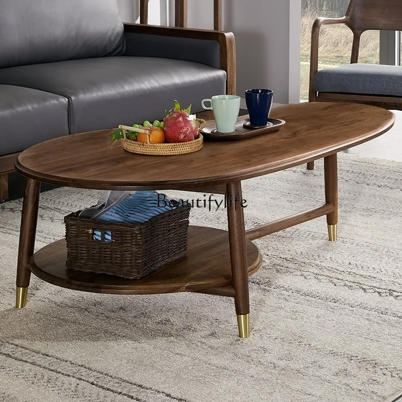 

02ls 18 **Nordic solid wood coffee table Modern simple North American black walnut coffee table