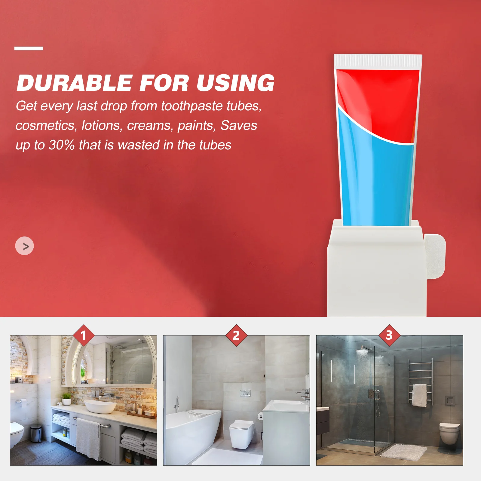 

Toothpaste Squeezer Roller High Quality Plastic Tube Saver For Cosmetics Lotions Creams Paints Smooth Dispensing No Mess White