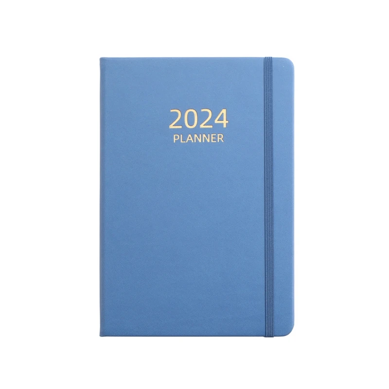 2024 A5 English Schedule Planner Elastic Band Notebook Strap Book Notebook