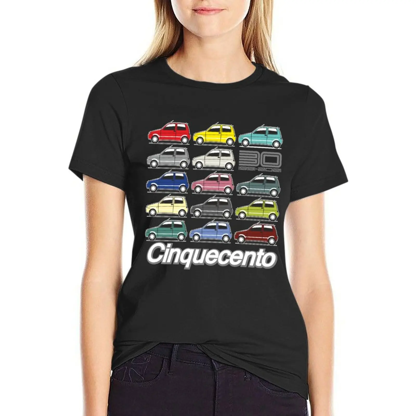 Fiat Cinquecento 30 years T-Shirt blanks Short sleeve tee cute clothes sports fans Women's cotton t-shirt