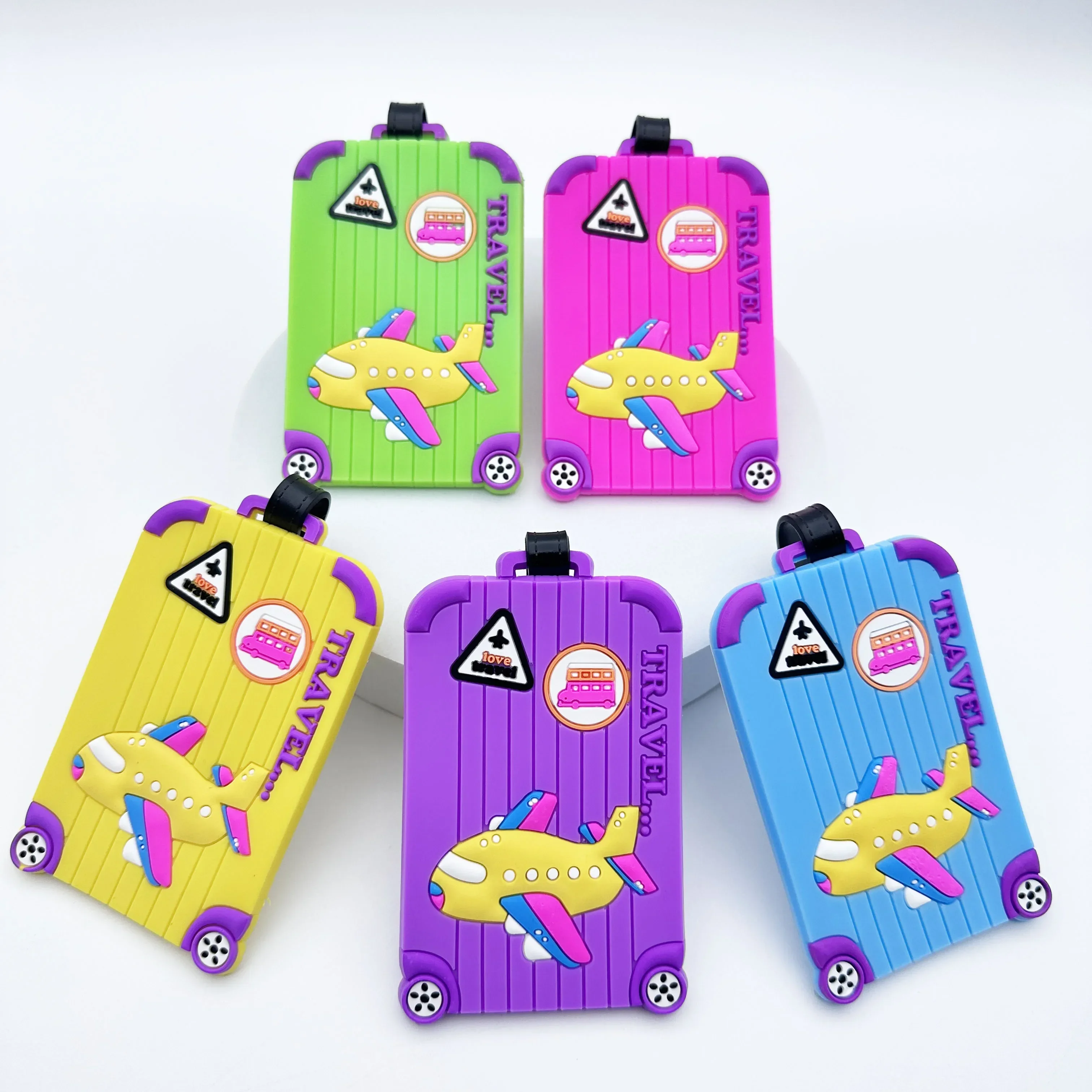 Creative Aircraft Design PVC Luggage Tag Multi Color Airport Travel Essential Loss Prevention Hanging Tag for Men and Women 1PC