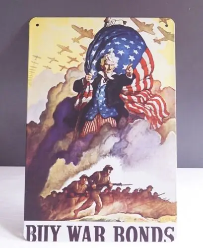 Retro Tin Signs Buy War Bonds Metal Plate Man Cave Wall Decor Poster sign