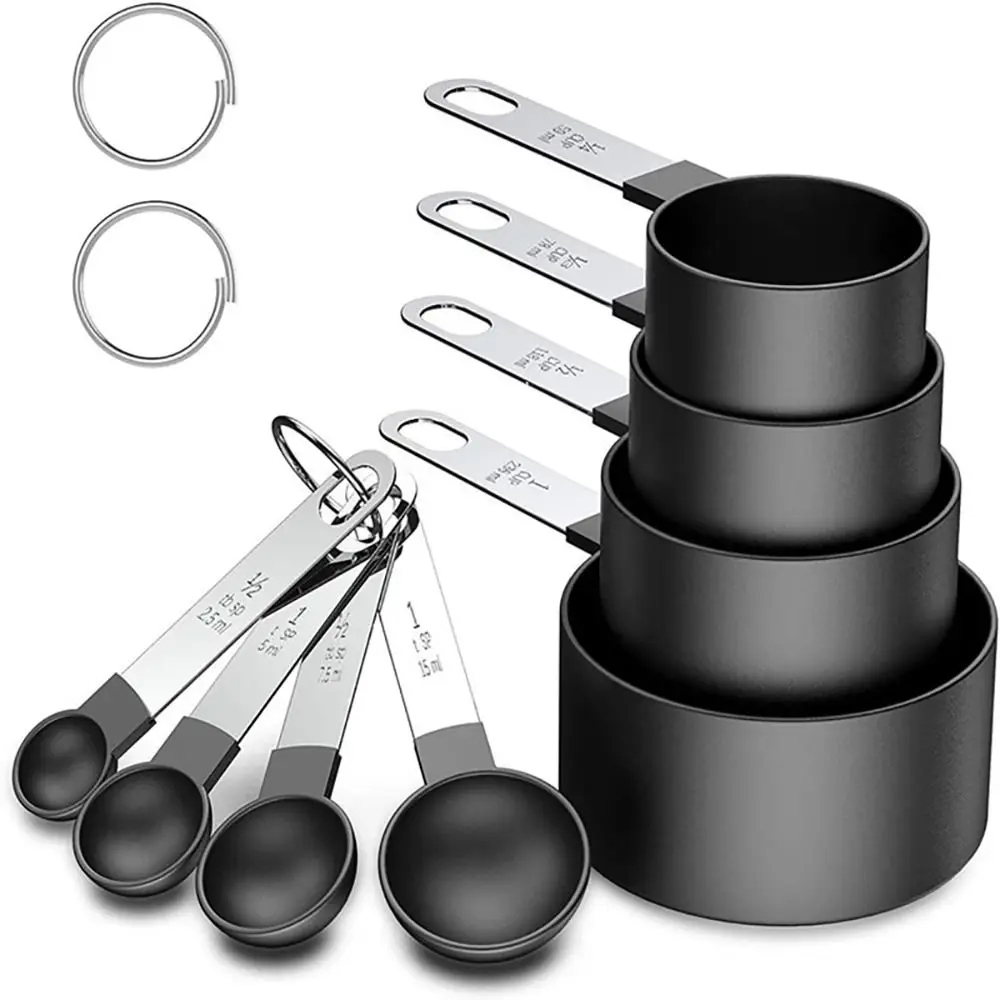 

8Pcs/Set Stainless Steel Handle Measuring Cups For Measuring Stackable Measuring Spoons Dry Liquid Ingredients With Plastic Head