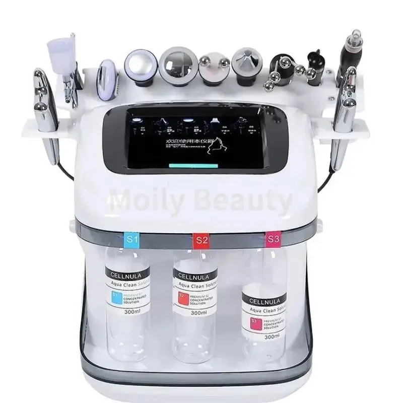 New Multifunction 10 in 1 Hydrogen Facial Machine Small Bubble H2O2 Facial Cleaning Skin Care Whitening Lifting Salon Use Device