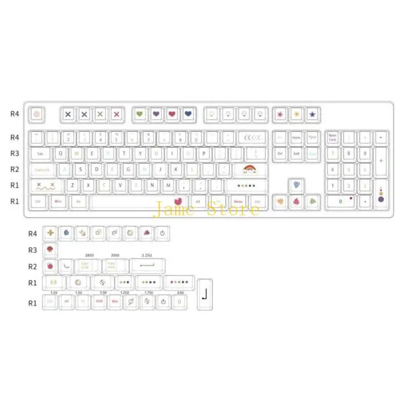 LX0B 134 Keys/set Cherry Profile Keycap PBT Dye Sublimation for Key Caps for Mechanical Keyboard 61/64/68/71/84 Colorful Patt