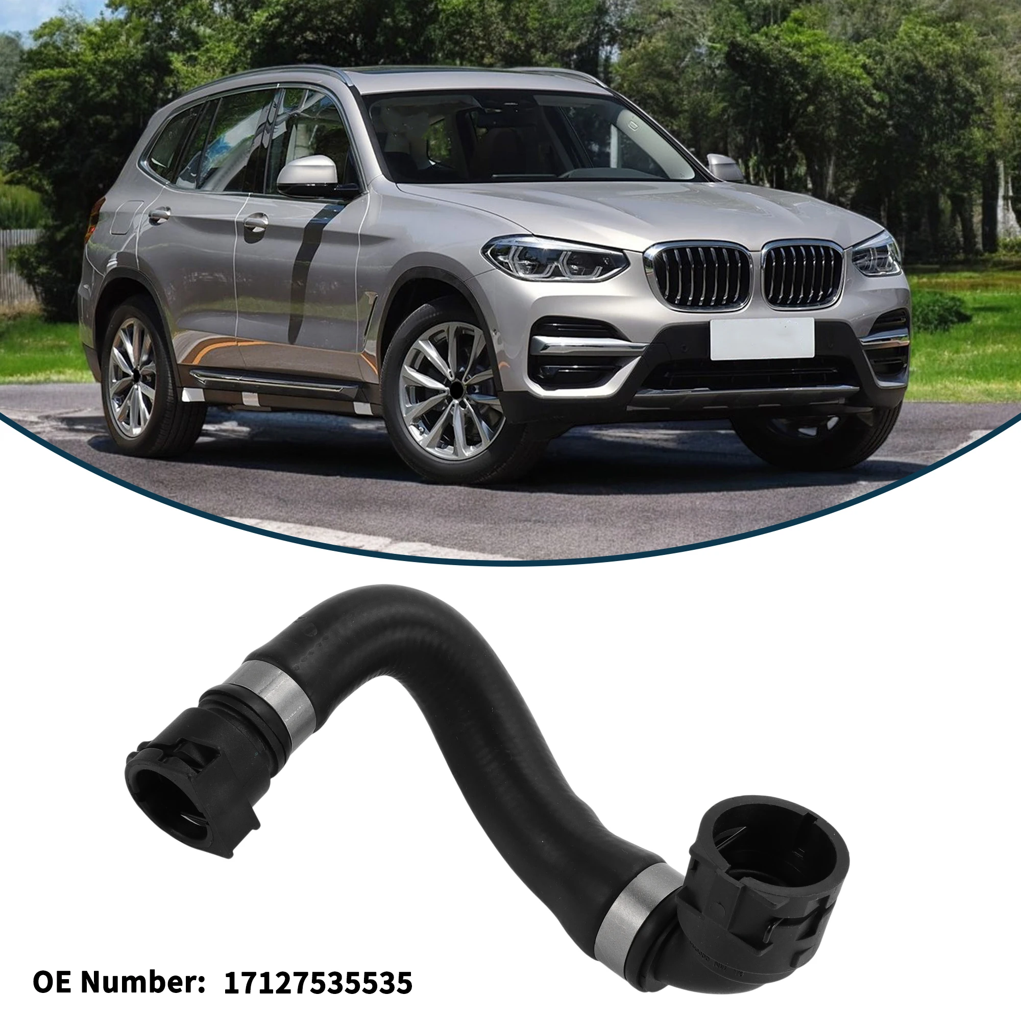 Motoforti Radiator Hose Heater Hose No.17127535535 for BMW X3 16-19 Rubber Coolant Pipe Black 1 Pc