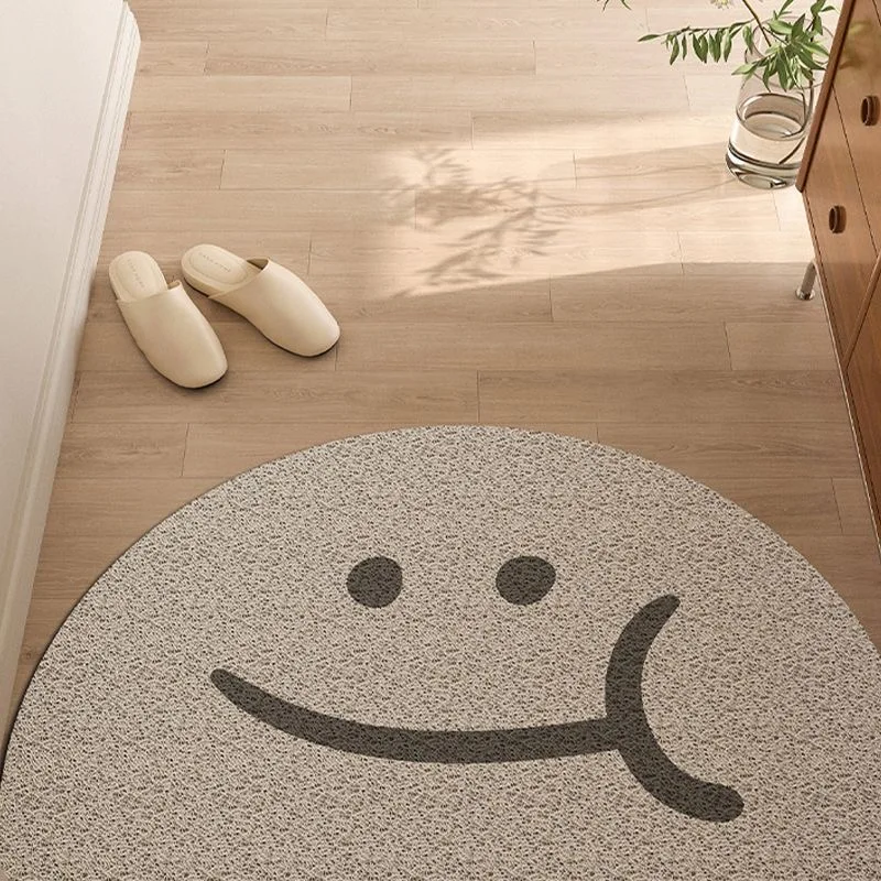 Half-round Door Mats Outdoor Antiwear PVC Waterproof Anti Slip Bathroom Rugs and Carpets Smile Printed Hallway Entrance Doormat