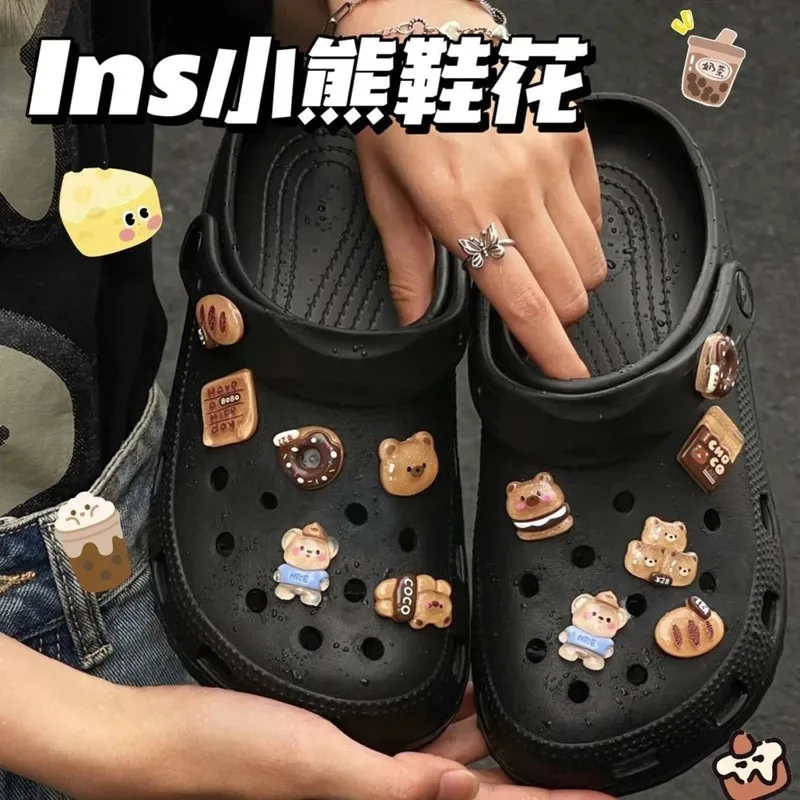Cute Little Bear Set Series ABS Shoe Charms for Clogs Accessories DIY Slides Sandals Garden Shoe Buckles Decoration Pins Gifts