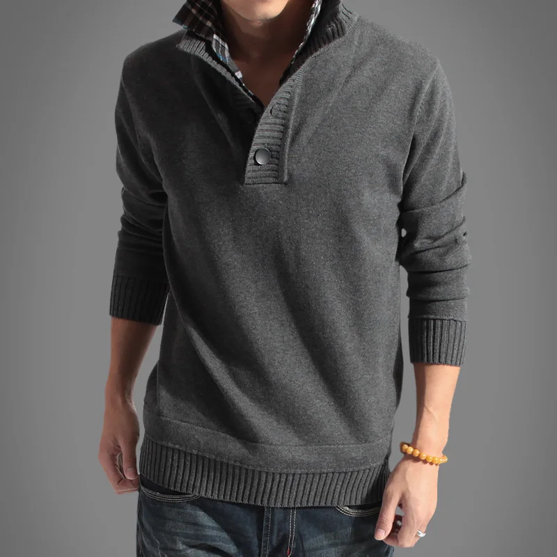 Suéter de Punto para Hombre, Estilo Coreano, Cuello Alto, Cómodo, sor Medio, Primavera-Otoño, Corte Ajustado, Moderno, Man...