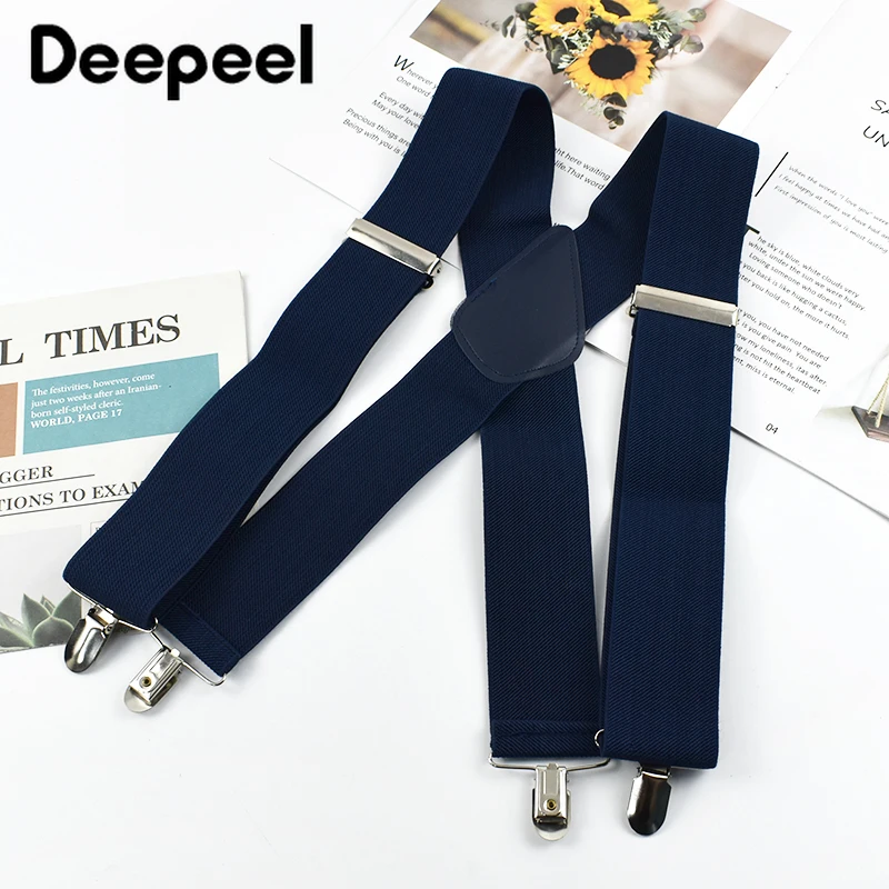 

Deepeel 5*100cm Fashion Adult Men's Suspenders X-shaped Widen 4 Clip Strap Adjust Elastic Braces Suit Trousers Belt Accessories