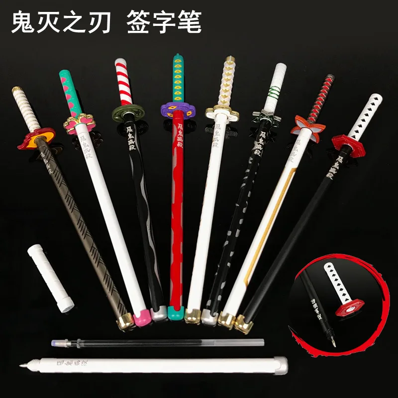 17 Styles japon Anime démon épée modèle Gel stylo 0.5mm noir recharge kimetsu no yaiba Cosplay accessoire Souvenir enfant étudiant cadeaux