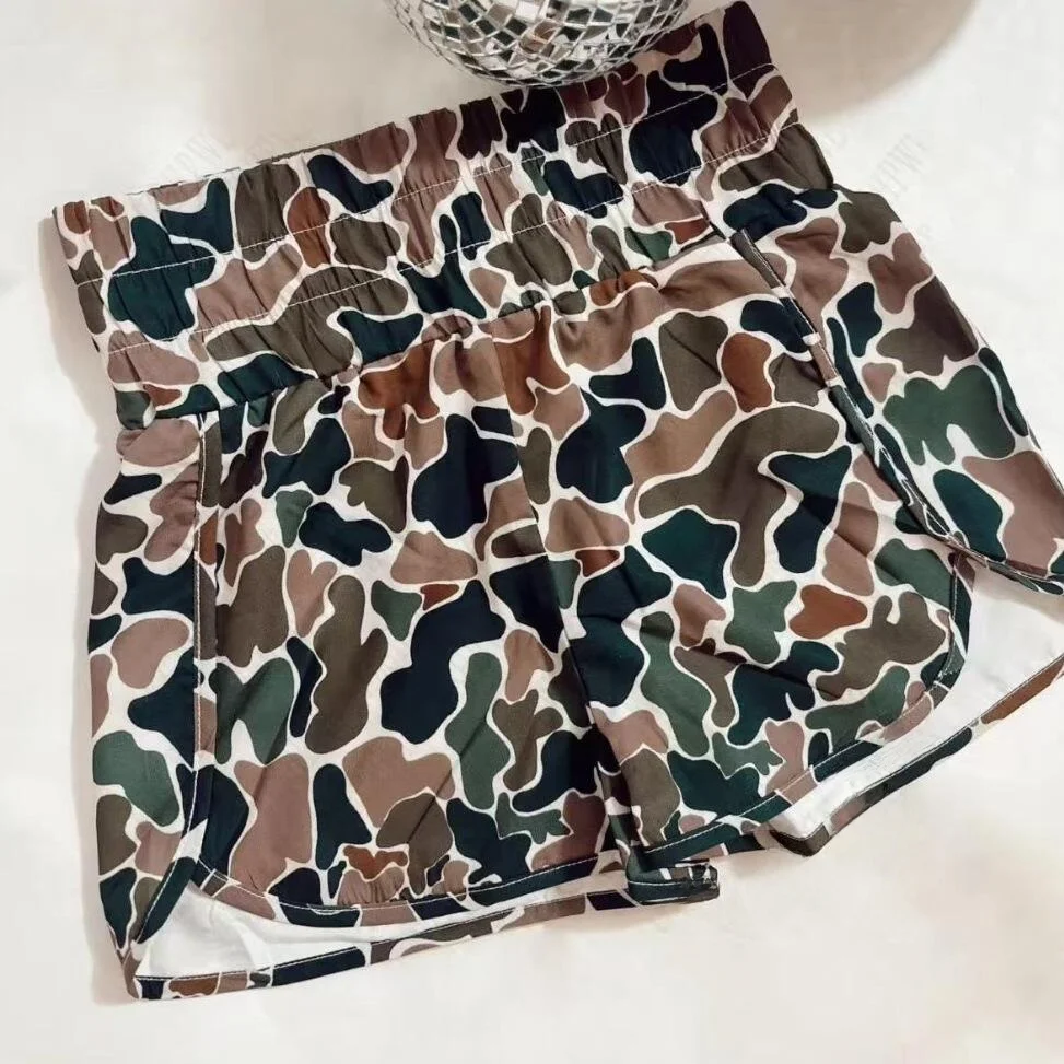New 2025 Women's Elastic Waist Digital Print Multicolor Elastic Shorts High Waist Bottoming Pants for Middle-Aged Women