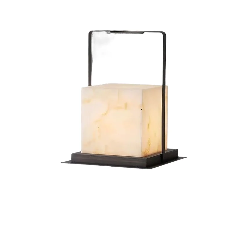 

Natural marble table lamp, Japanese retro living room decoration coffee table, study bedroom bedside creative atmosphere...