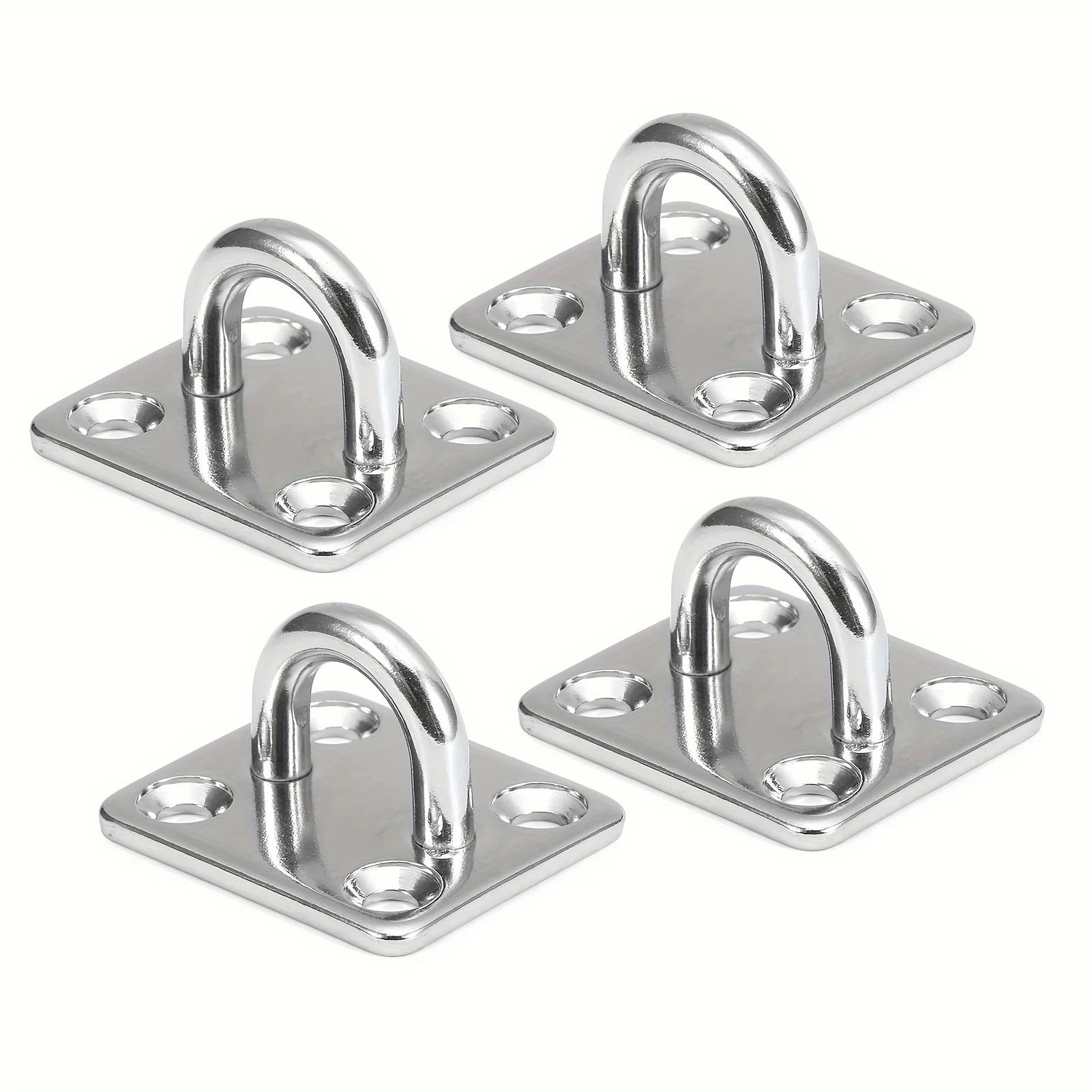 4 Pcs Heavy Duty Eye Pad Plate 304 Stainless Steel Ceiling Hooks Pad Eyes Plate Marine Hardware Hooks Loop Wall Ceiling Hammock