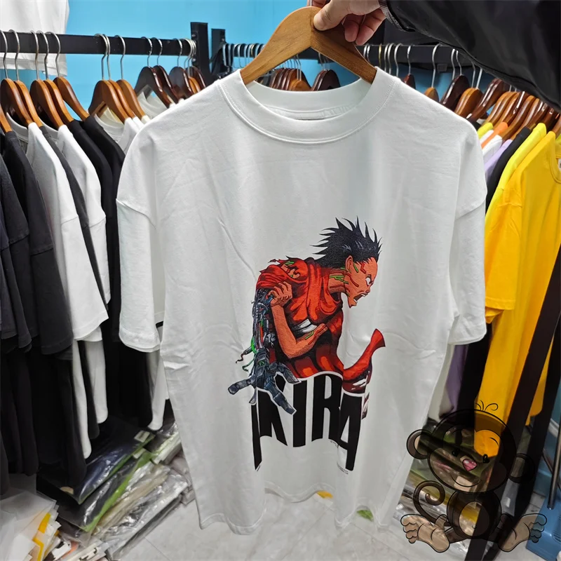 Pure cotton retro Akira print round neck men's T-shirt