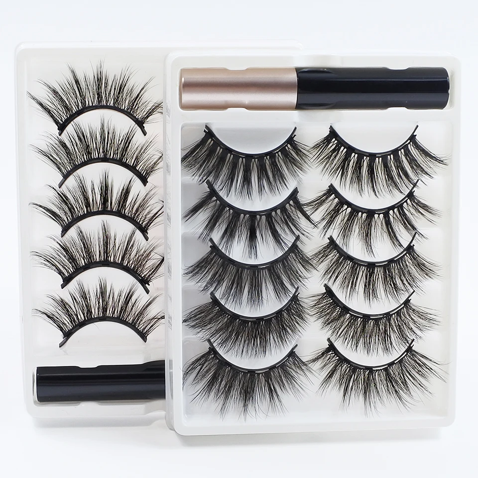 1/5 ペア磁気まつげメイクアップつけまつげバルクアイテム卸売ナチュラル磁気まつげアイライナーセット