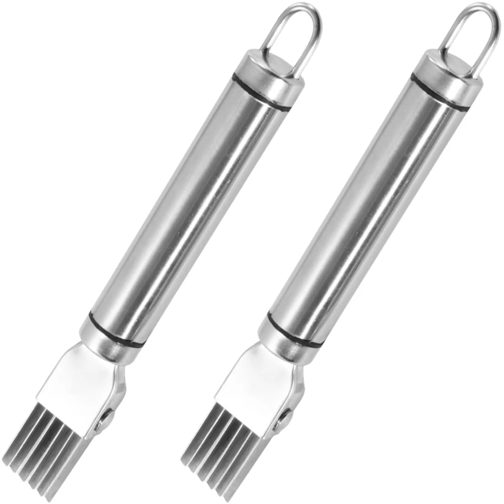 

2pcs Scallions Slicer Stainless Steel Vegetable Cutter For Onion Potato Lemon Kitchen Gadget Cooking Cutting Tool Practical