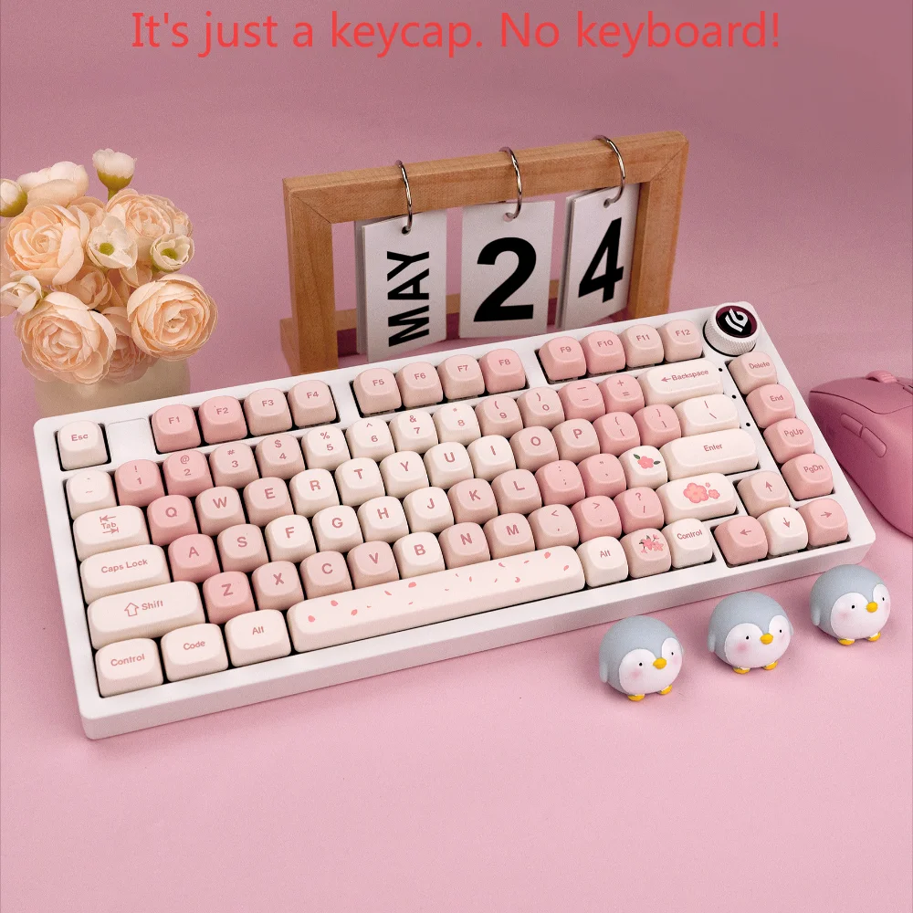 142 Keys Cherry Pink Keycaps MOA PBT Small Complete Girl Gift Keycap Set for Mx 61/75/84/104/108 Mechanical Keyboard Profiles