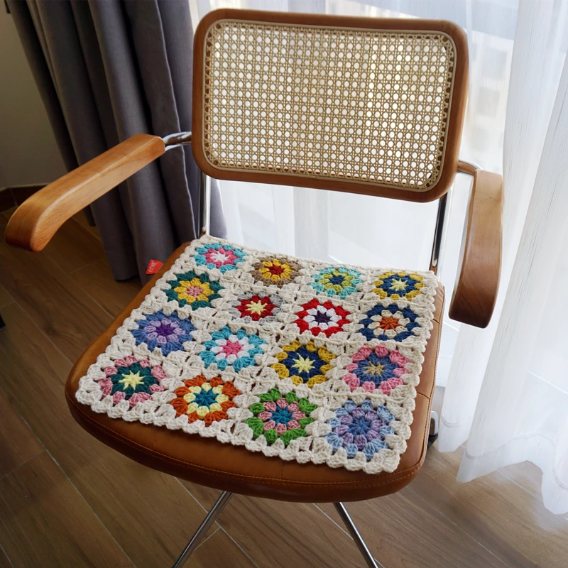 15in Handmade Crochet Blanket Tablecloths granny square throw Seat Cushion home Decor Coaster Mat Pad  40X40cm