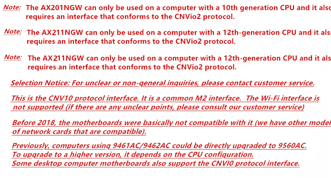 (1 Stück) 100 % original neue Intel AX211 9560HUN AX201 AX210 9462 9560AC WIFI6E Gigabit-Wireless-Netzwerkkarte CNVI Bluetooth 5.3 – Detail 1
