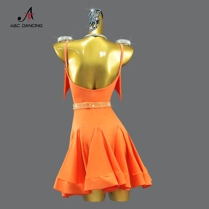 Nueva falda de baile latino con soporte, vestido con flecos de salón, ropa de práctica para mujer, traje de línea, traje de graduación, deporte para