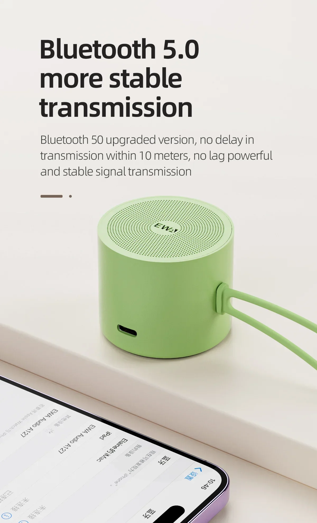 EWA A127 Metal Bluetooth Speaker Small Portable Steel Gun Heavy Metal Wireless Subwoofer Outdoor Mini USB Bluetooth Speaker view 4