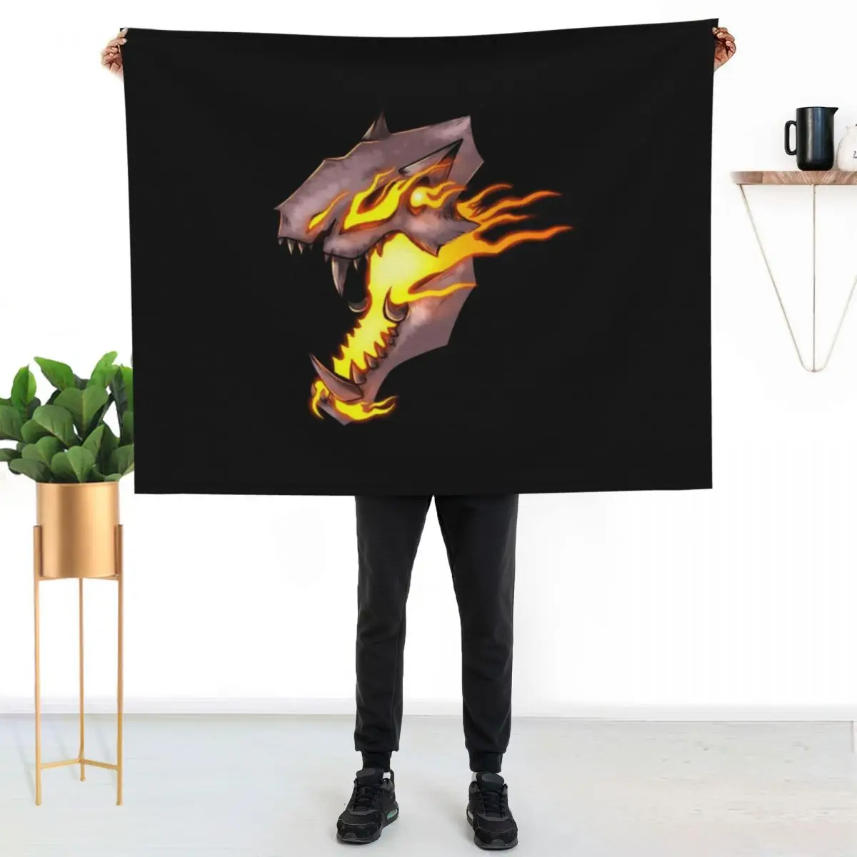 Flaming Skull Throw Blanket Polar Luxury Throw Designers Thermals For Travel Blankets