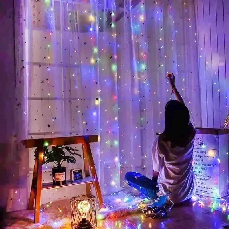 LED Copper Wire Lights Curtain Lights String USB Remote Control Christmas Wedding Bedroom Decoration