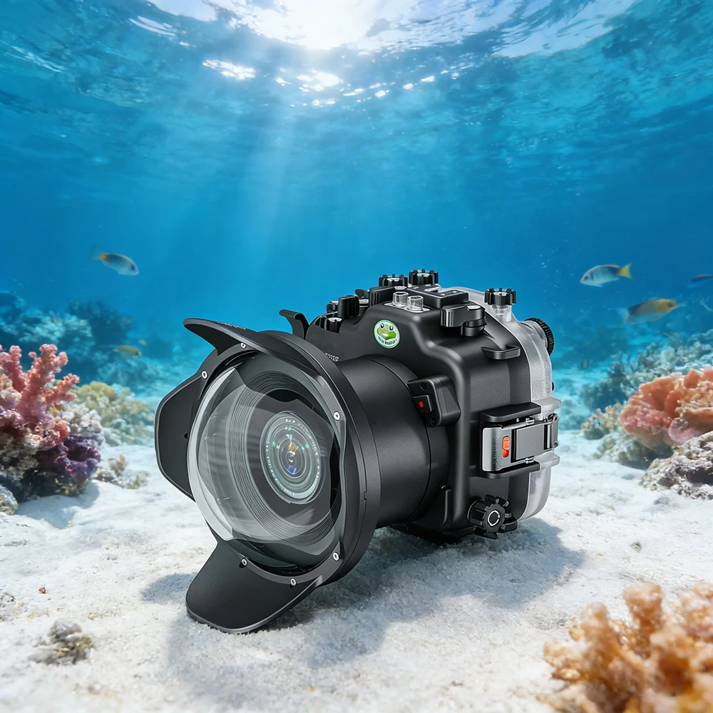 

Водонепроницаемый чехол для камеры Seafrogs для объектива Fuji X-T5 XF16-80mml:4 R, профессиональный защитный чехол для камеры для подводного плавания