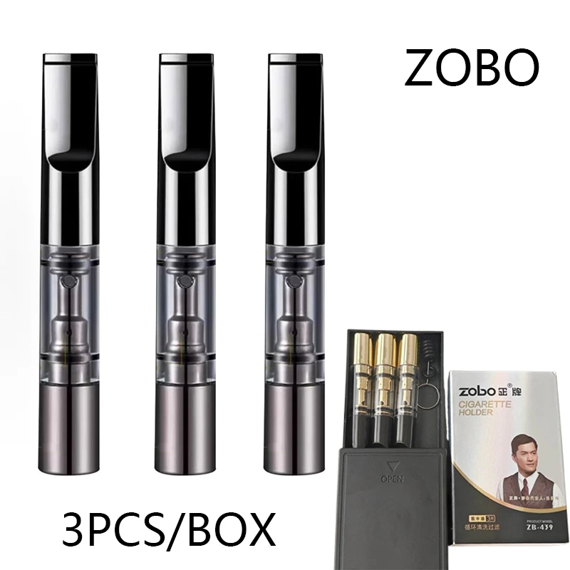 ZOBO 3 pièces/boîte embouts de filtre à cigarettes en plastique véritable réutilisables-épais/fins/moyen, lavable et Recyclable, porte-cigarette 3 en 1