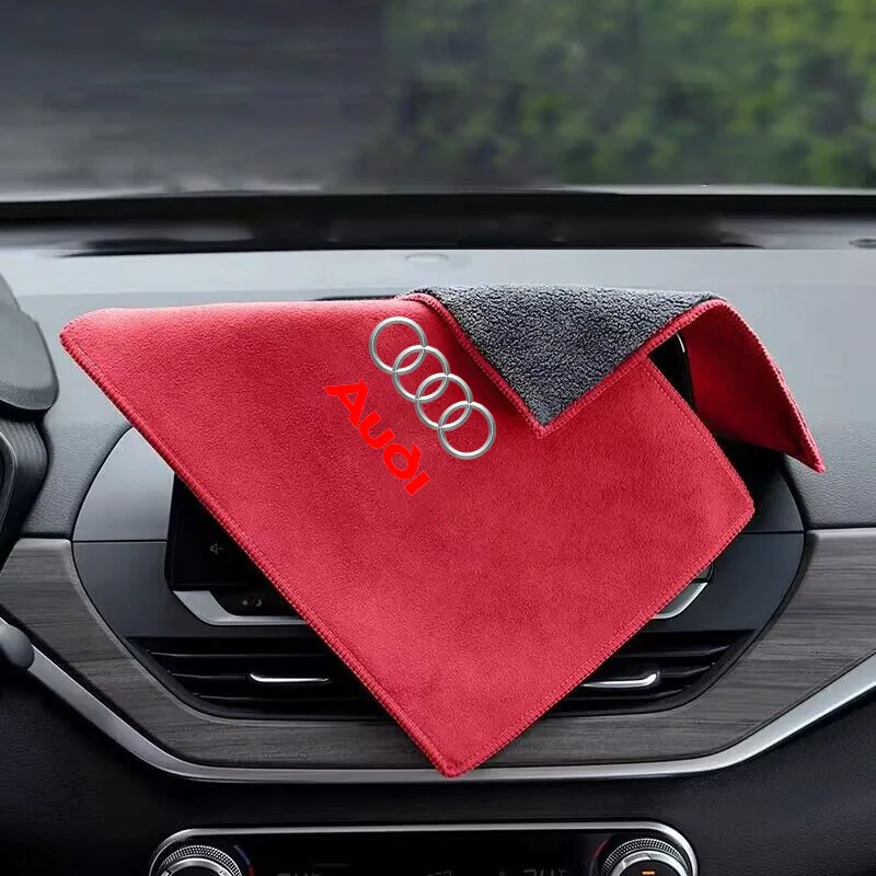 1pcs Car Cleaning Towel Car Wash Rags For Audi Sline A1 A2 A3 A4 A5 A6 A7 A8 Q1 Q2 Q3 Q4 Q5 Q6 Q7 Q8 TT S5 B8 Auto Accessories