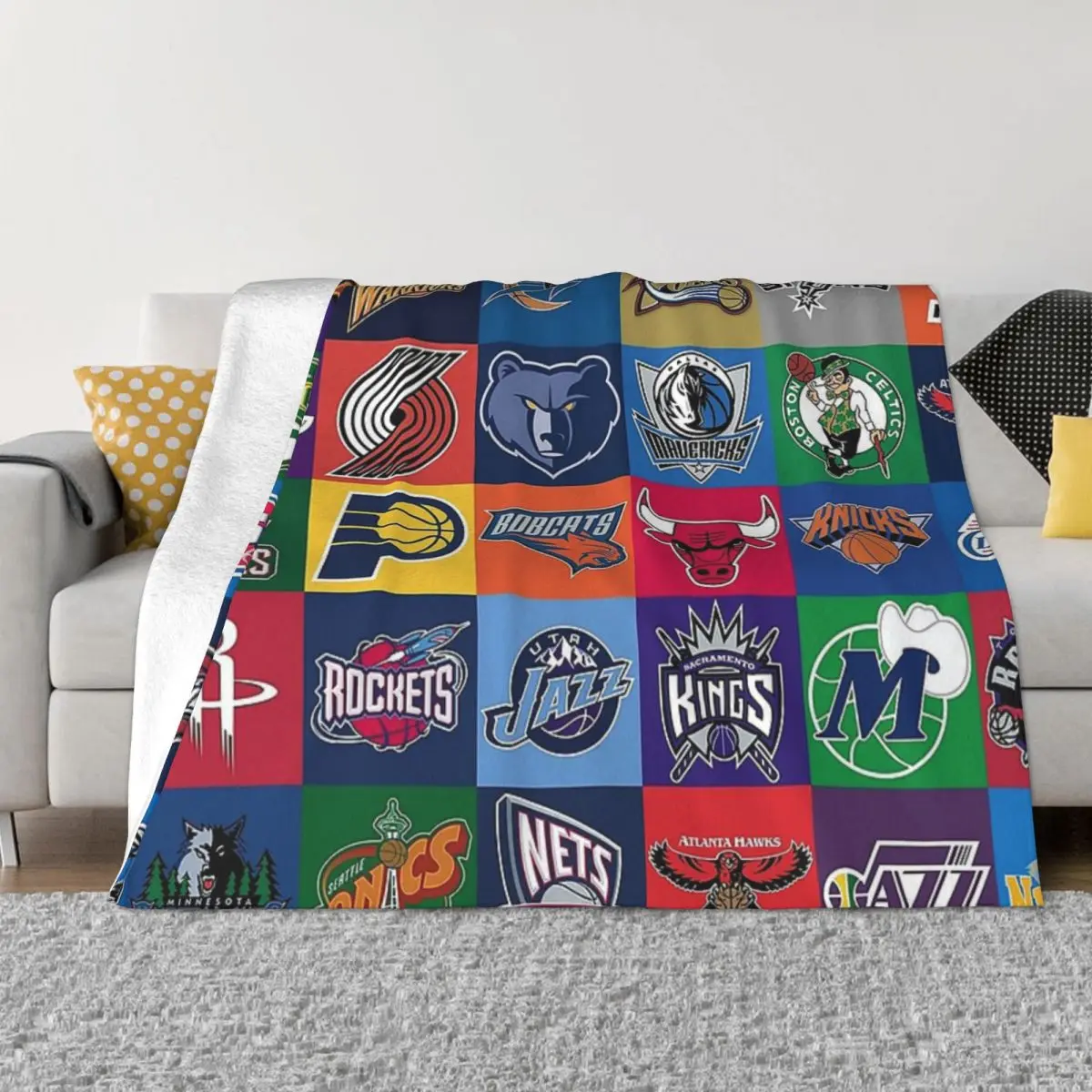 Basketball USA Poster Blanket Bedspread On The Bed Vintage For Bed