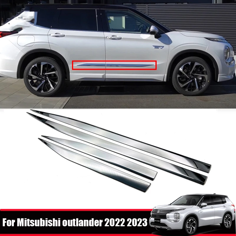 

For Mitsubishi Outlander 2022 2023 ABS chrome Side Door Body Molding Line Cover Trim Side Anti-scratch Protector Strips Trim