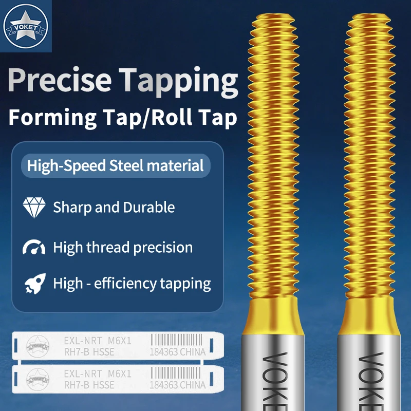 VOKET HSSE-M42 JIS Standard Roll Forming Tap M0.5 M0.6 M2 M3 M4 M5 M6 M7 M8 M9 M10 M11 M12 M14 M16 Machine Screw Thread Taps