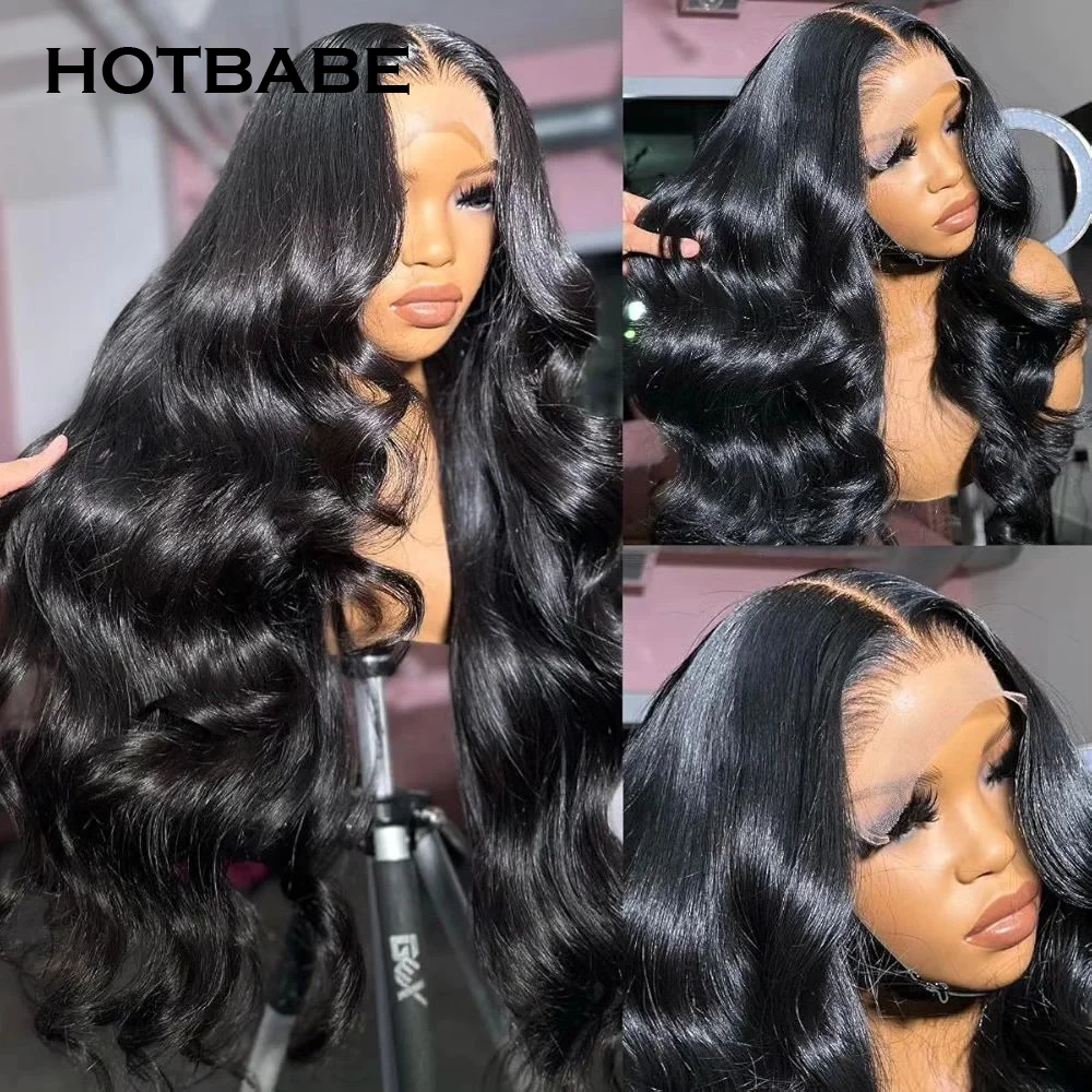 High Density 13x6 HD Lace Front Human Hair Wig Preplucked 400 Density Body Wave Lace Frontal Wigs 36 Inch Double Drawn Lace Wig