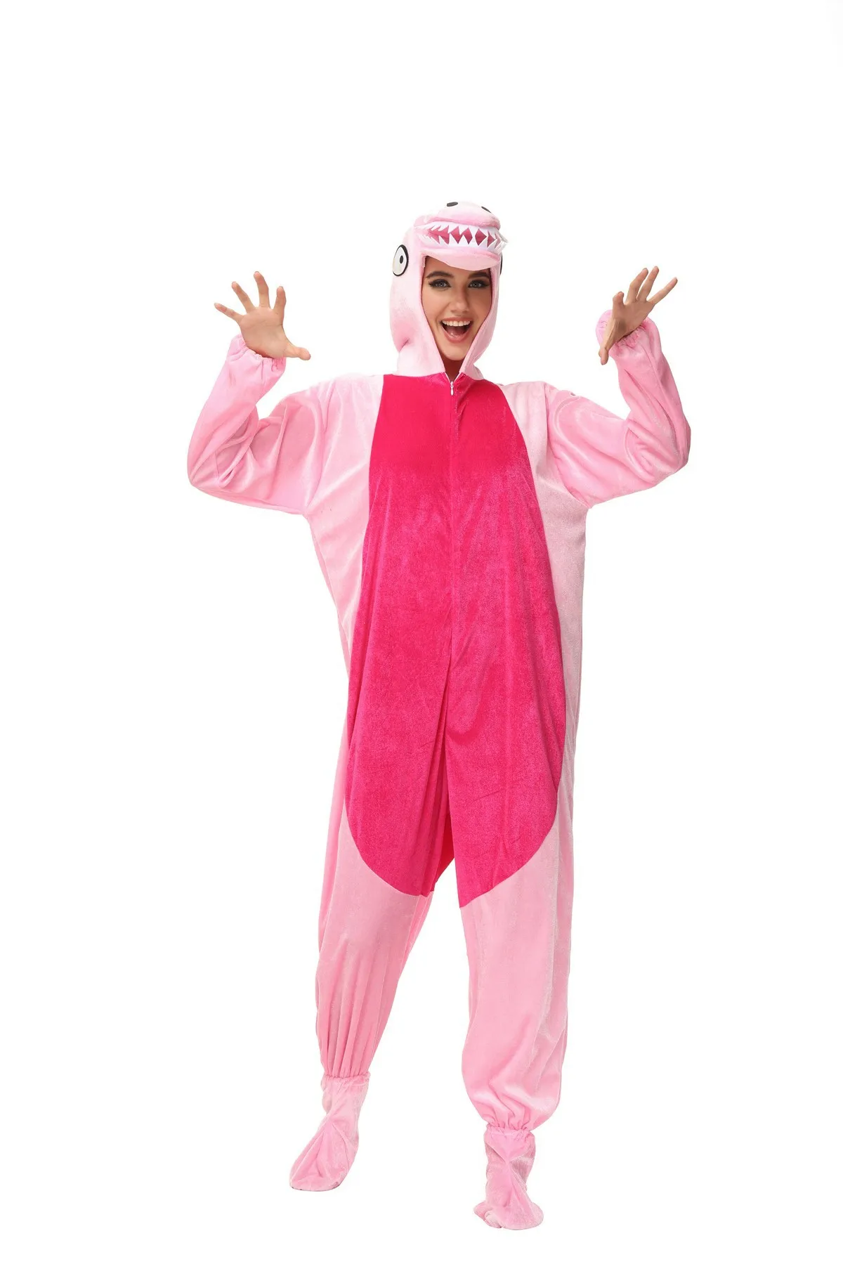 Halloween Adult Animal Cartoon Cosplay Pink T-Rex Onesie