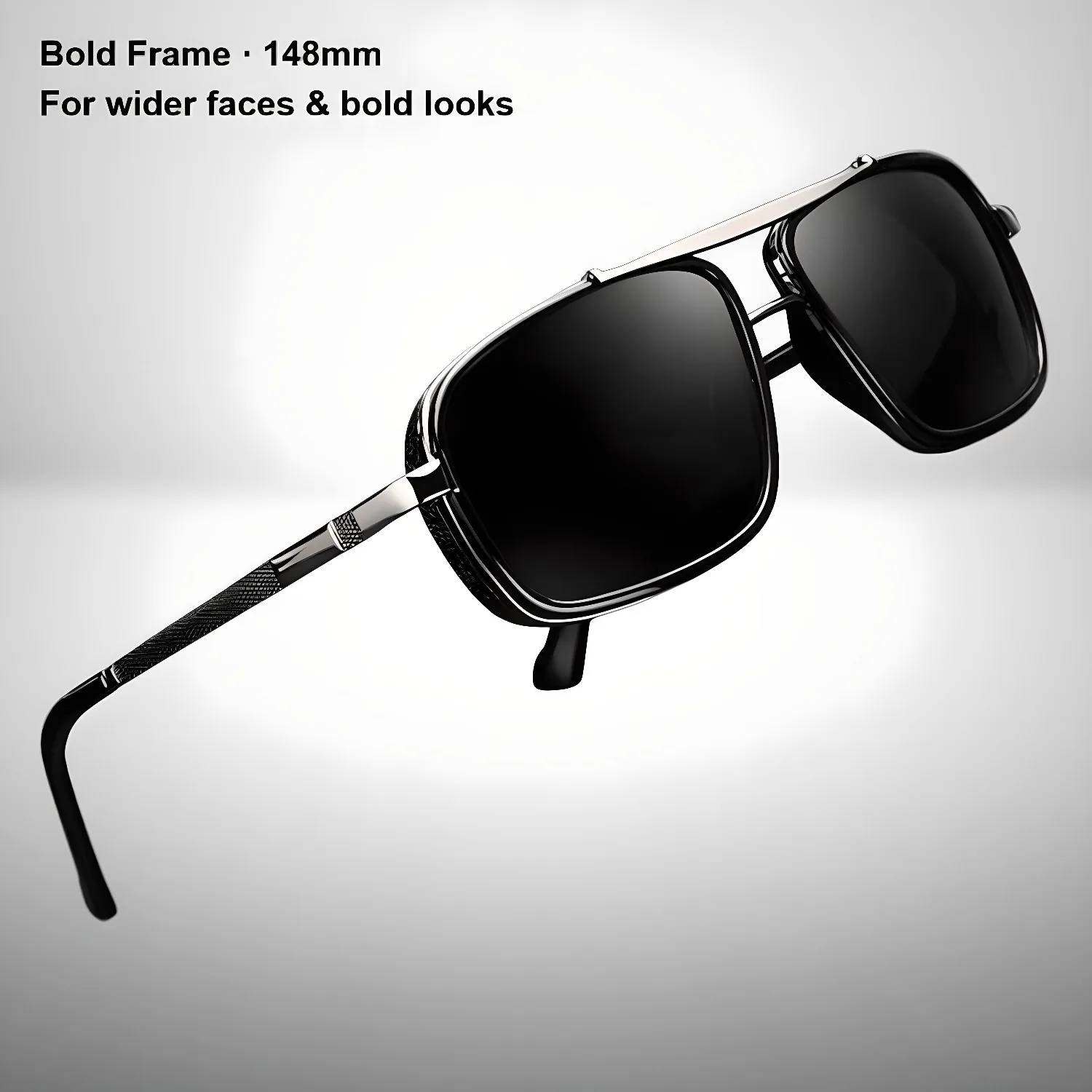 

906 Retro Double Bridge Polarized Sunglasses Men Fashion Thick Metal Frame Square Sun Glasses UV400 Punk Driving Shades Male