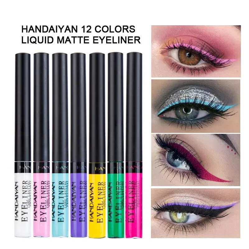 HANDAIYAN 34 Colors Matte Liquid Eyeliner UV Glow Rainbow Colorful Smudgeproof Long Lasting Eye Makeup Cosmetics