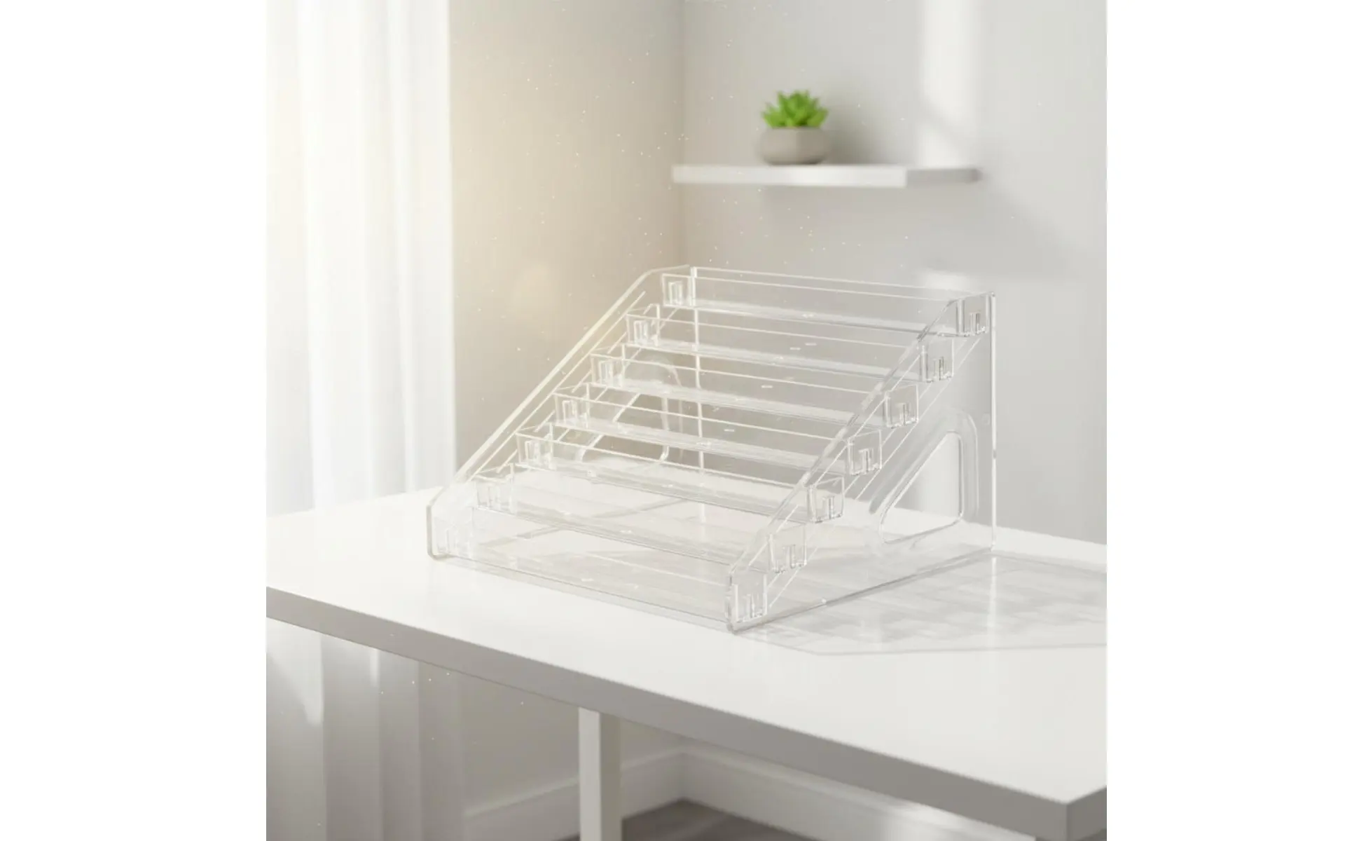 Clear Staircase Display Shelf Multi Use Tiered Figurine Display Rack Slanted Acrylic Organizer Easy to View Retail Fixture